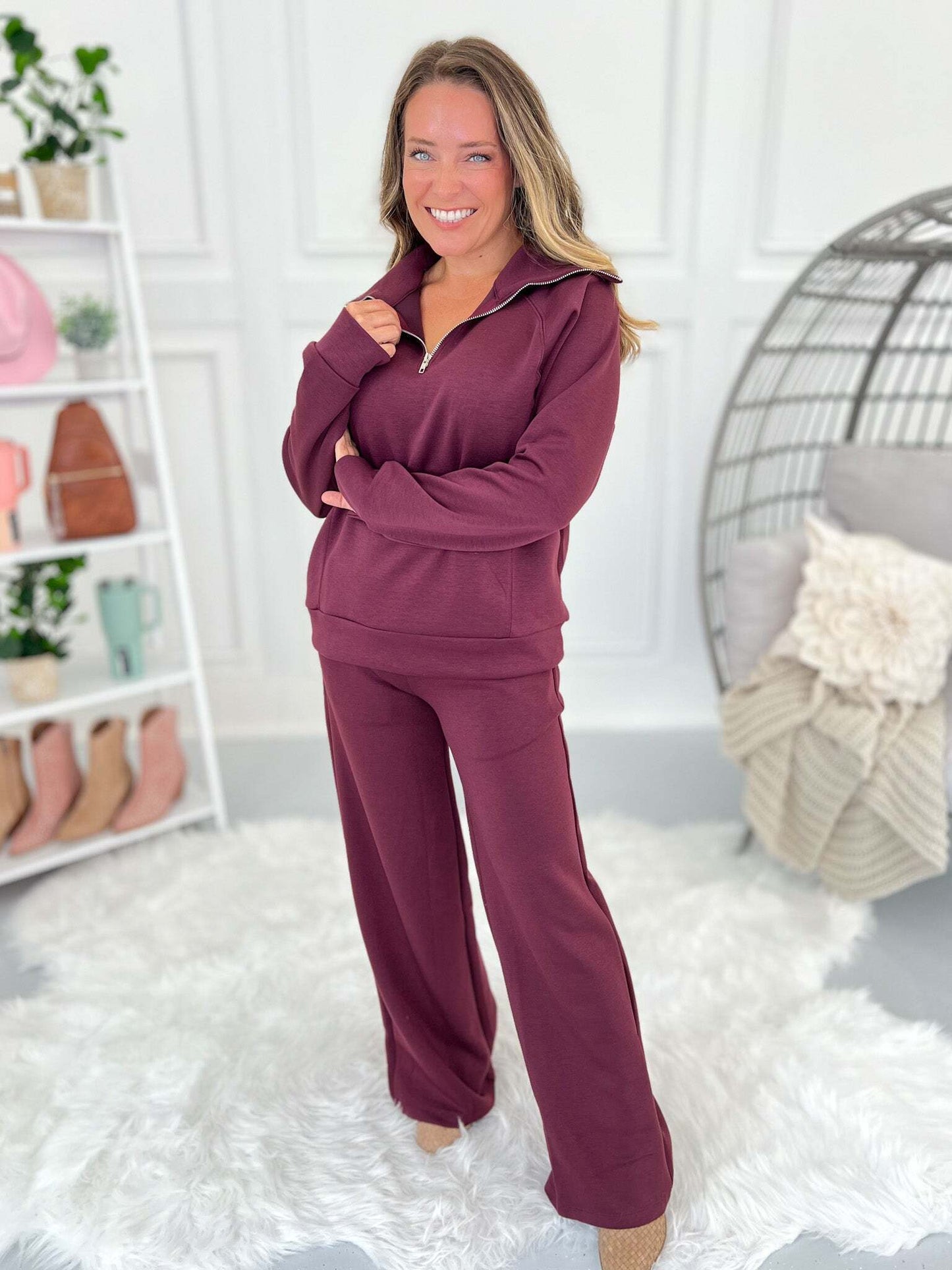 🔥Quarter Zip Top & Lounge Pants - Two-piece Set