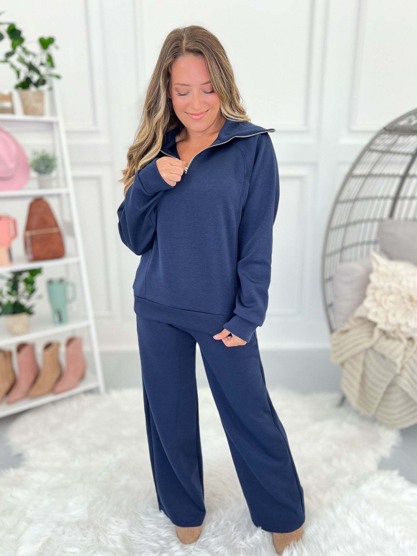 🔥Quarter Zip Top & Lounge Pants - Two-piece Set