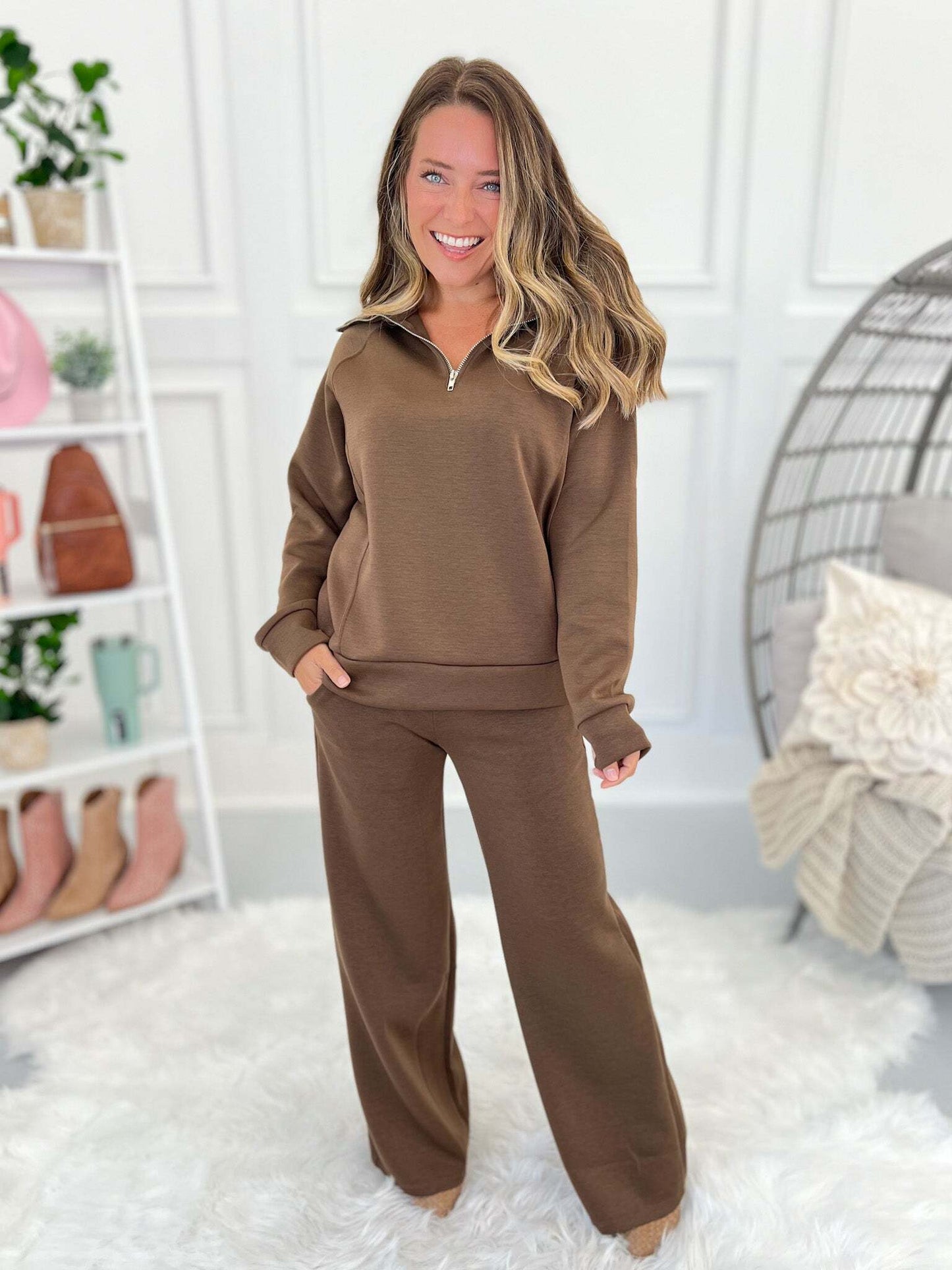 🔥Quarter Zip Top & Lounge Pants - Two-piece Set