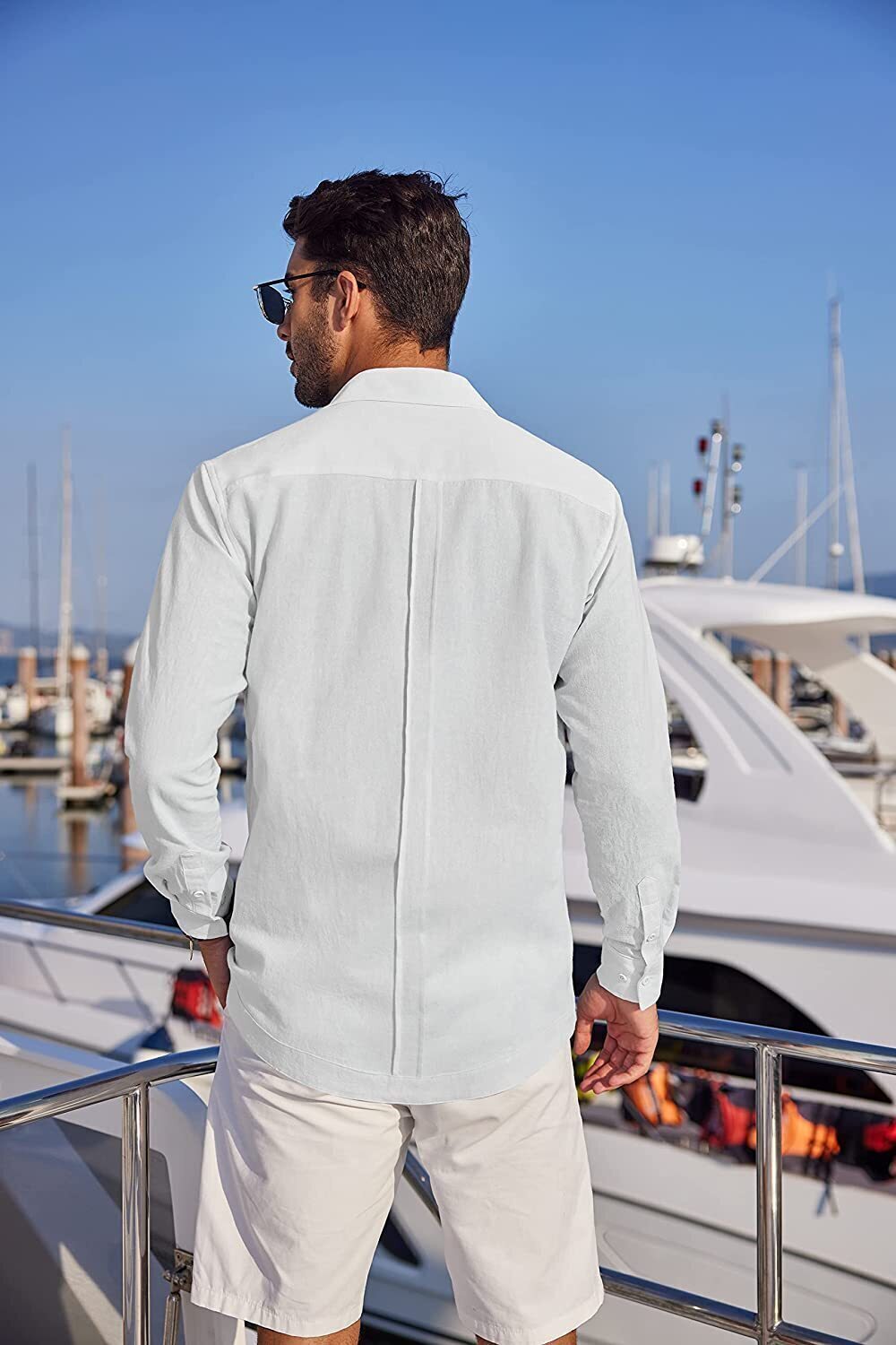 7-Pack Men's Cuban Shirts Long Sleeve Casual Button Down Shirt Cotton Beach Tops💖Buy two packs for free shipping💖