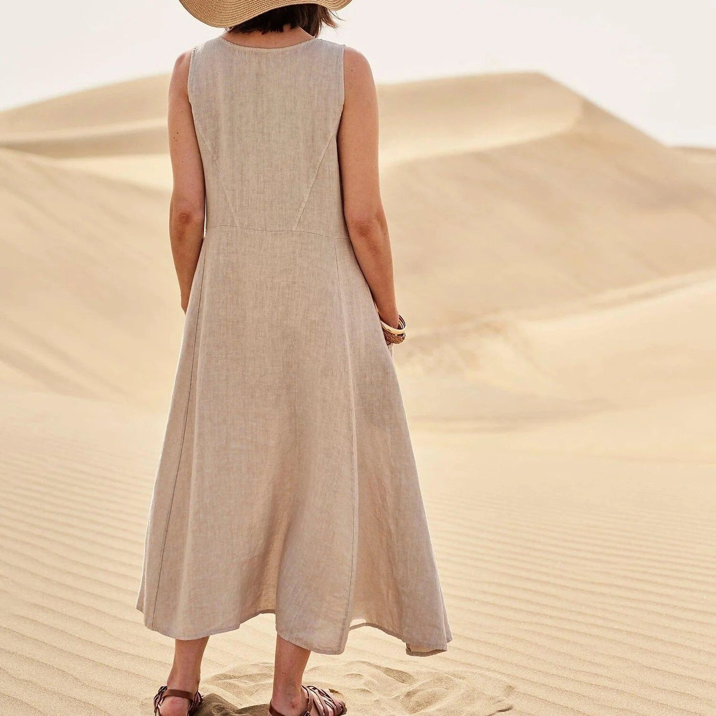 🔥🔥🔥Spring Hot Sale 49% OFF💝Women's Sleeveless Cotton And Linen Dress With Pockets