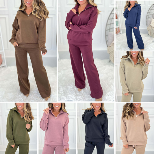 🔥Quarter Zip Top & Lounge Pants - Two-piece Set