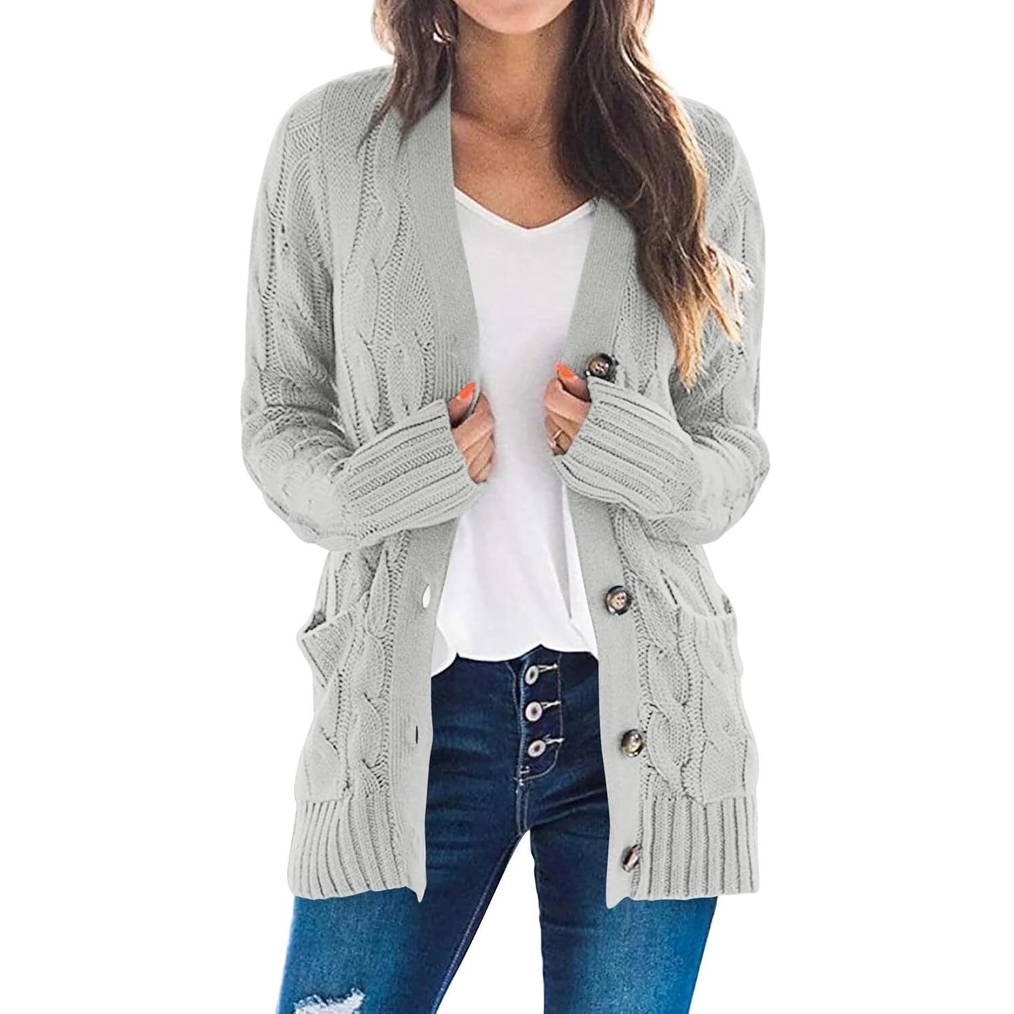 🎉Christmas/New Year Deals⚡$25.99 for 11 packs⚡Women's Open Front Cardigan Sweaters Fall Fashion Button Down Cable Knit Chunky Winter Outerwear Coats