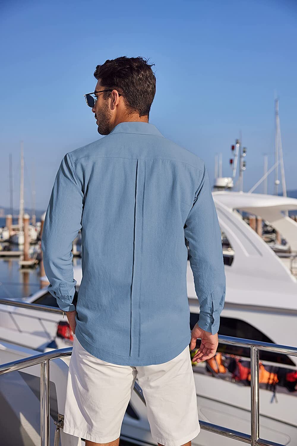 7-Pack Men's Cuban Shirts Long Sleeve Casual Button Down Shirt Cotton Beach Tops💖Buy two packs for free shipping💖