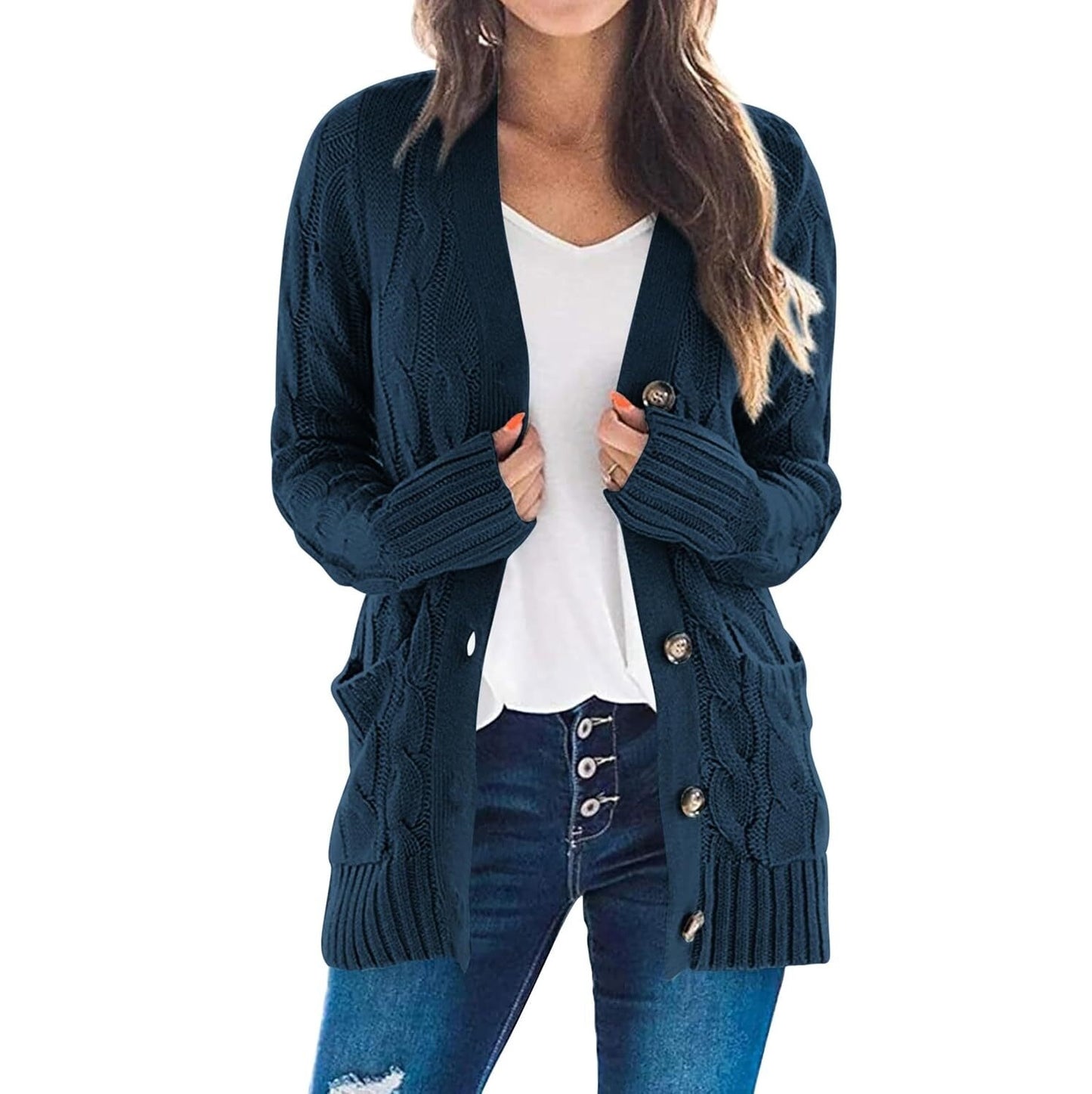 🎉Christmas/New Year Deals⚡$25.99 for 11 packs⚡Women's Open Front Cardigan Sweaters Fall Fashion Button Down Cable Knit Chunky Winter Outerwear Coats