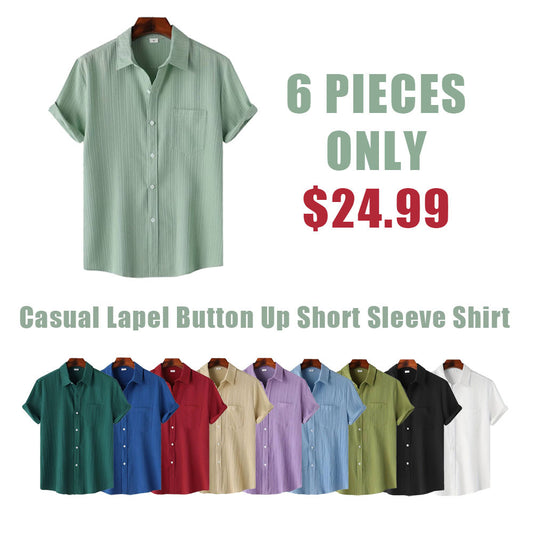 Casual Lapel Button Up Short Sleeve Shirt