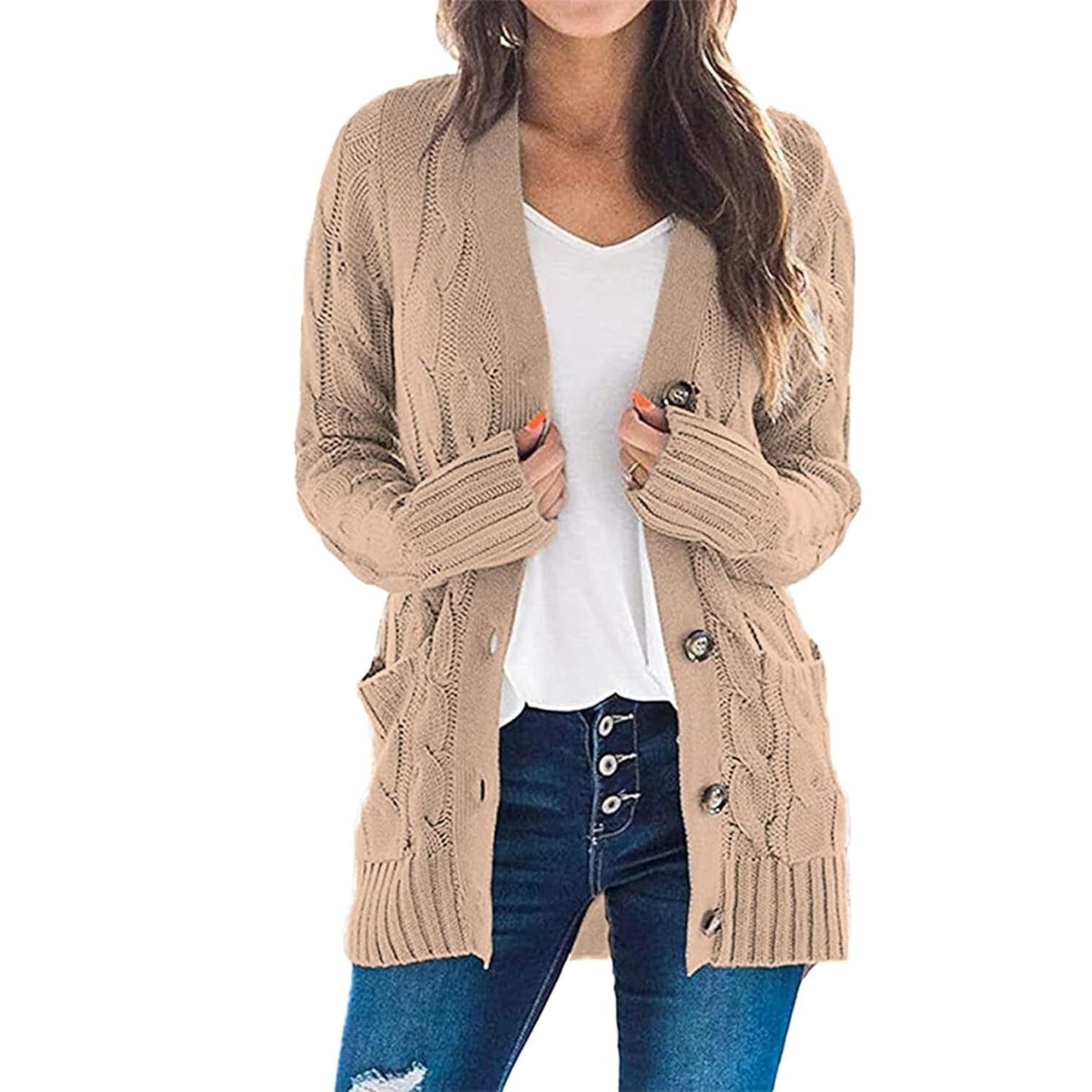 🎉Christmas/New Year Deals⚡$25.99 for 11 packs⚡Women's Open Front Cardigan Sweaters Fall Fashion Button Down Cable Knit Chunky Winter Outerwear Coats