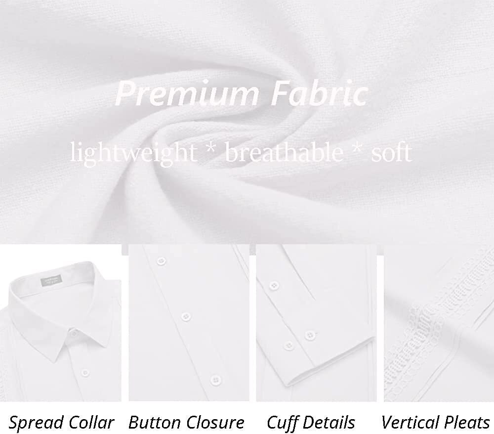 7-Pack Men's Cuban Shirts Long Sleeve Casual Button Down Shirt Cotton Beach Tops💖Buy two packs for free shipping💖
