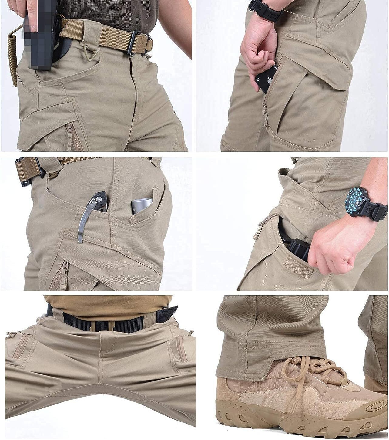 7-packs  Men's Assault Tactical Pants Lightweight Cotton Outdoor Military Combat Cargo Trousers